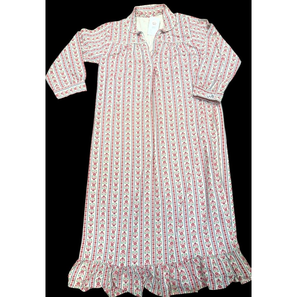 Vintage Ms Sutton Womens Floral Ruffle Long Sleeve Nightgown Cottagecore Size 44